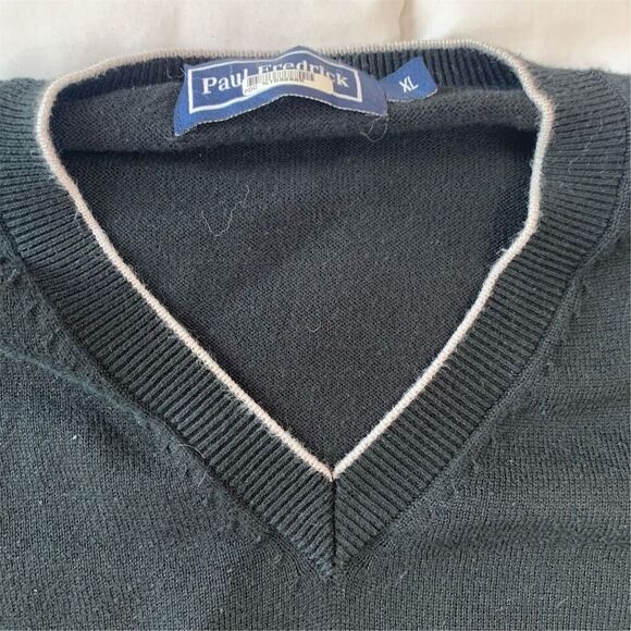 Paul Fredrick Men's V-Neck Pima Cotton Pullover Sweater Black XL Long Sleeve - Picture 4 of 6